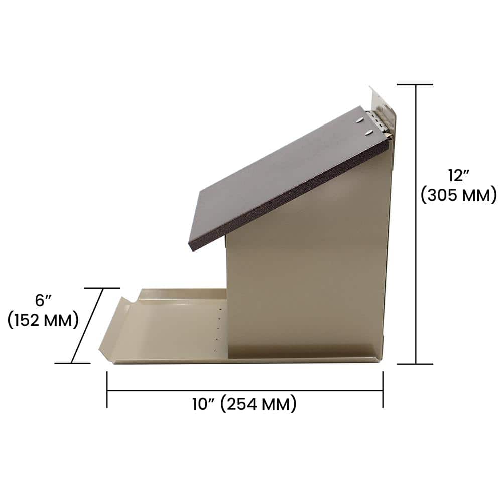Beige and Brown Metal Squirrel Lunch Box Hopper Feeder
