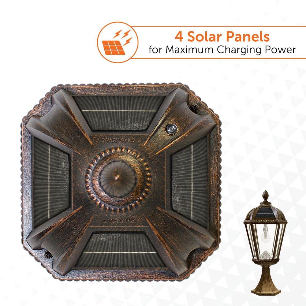 Royal Bronze 23" Solar LED Lamp Post with Beveled Glass