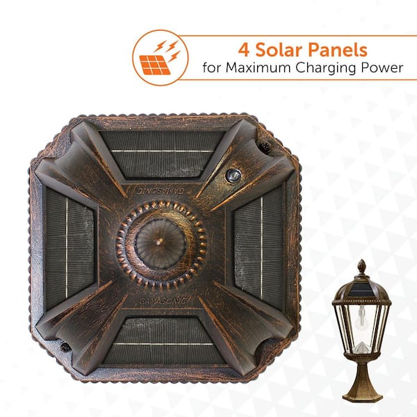 Royal Bulb Series Outdoor Weathered Bronze Integrated LED Solar Powered Post Light on Pier Base Royal Bulb Series Outdoor Weathered Bronze Integrated LED Solar Powered Post Light on Pier Base