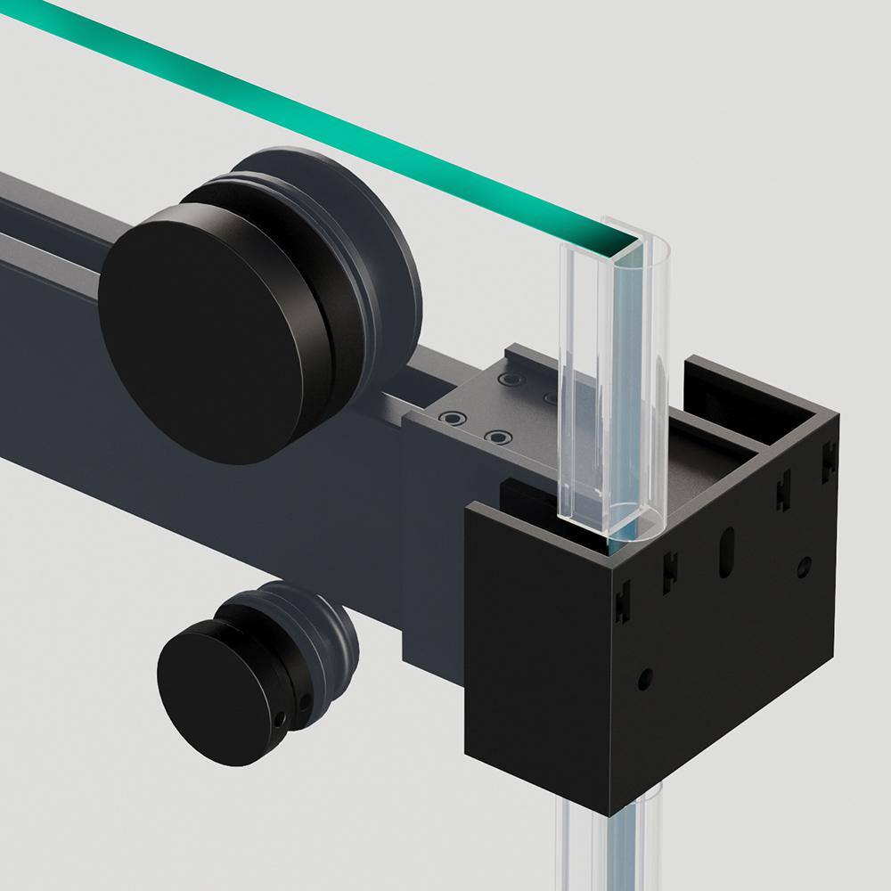 Luna Matte Black Frameless Sliding Tub Door with Clear Glass