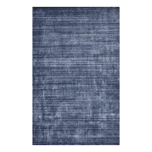 Harbor Contemporary Solid Denim 8 ft. x 10 ft. Hand-Knotted Area Rug