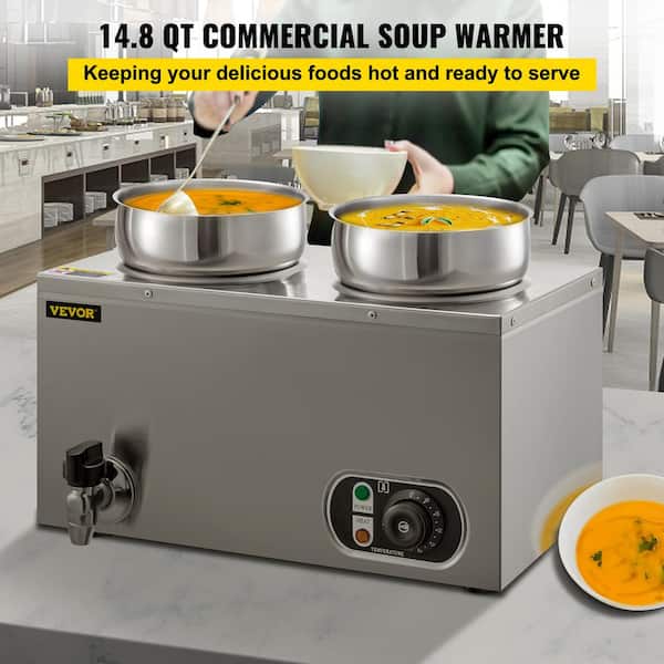 VEVOR Commercial Soup Warmer 22.2 qt. Capacity, 800W Electric Food Warmer  Adjustable Temp Stainless Steel Countertop Soup Pot TT3G7LBWTT0000001V1 -  The Home Depot
