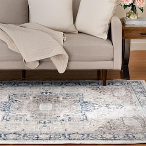 Silky Medallion Multi 7 ft. x 9 ft. Medallion Polyester Area Rug