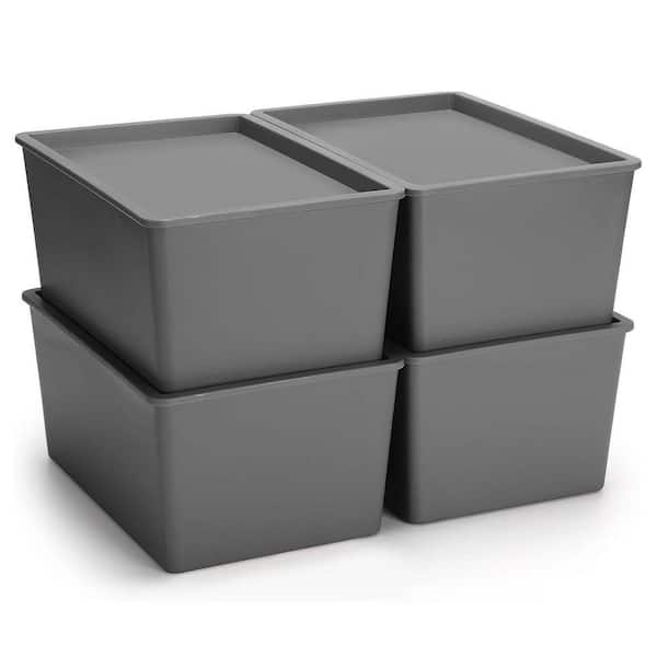 Purple 10.4 in. x 5 in. Plastic Decorative Box Set of 4 with Lid