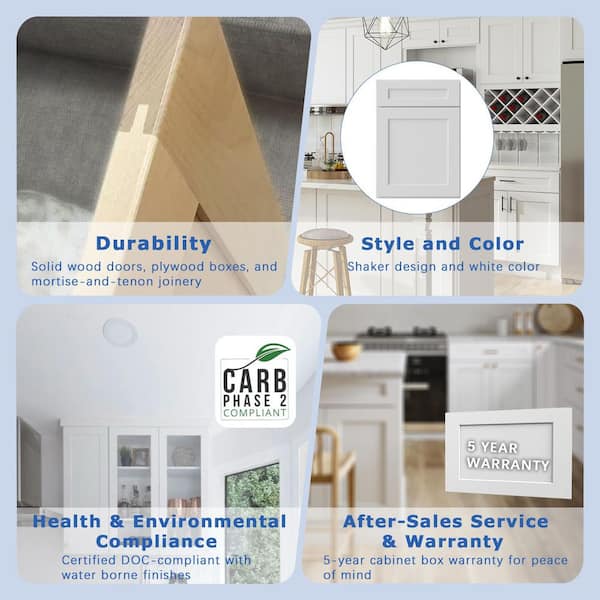 33 in. W x 24 in. D x 34.5 in. H Ready to Assemble Solid Wood Shaker Base Corner Lazy Susan Kitchen Cabinet in White