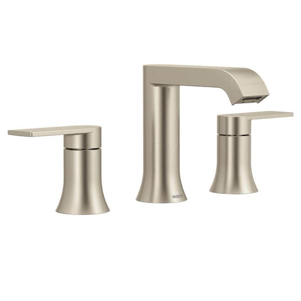 Genta LX Brushed Nickel Modern 8 in. Widespread 2-Handle High-Arc  Bathroom Faucet with Drain Assembly, Valve Included