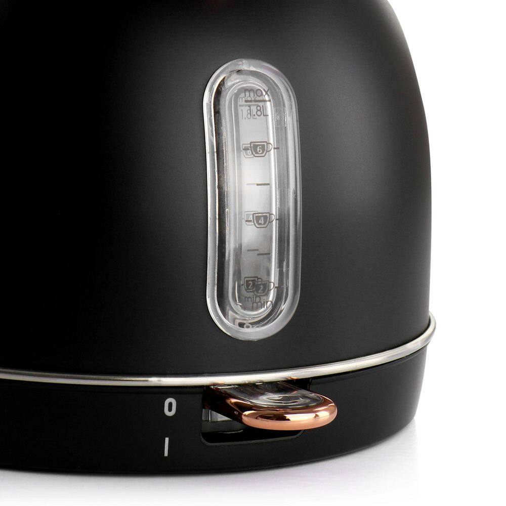MegaChef 1.8 Liter Matte Black and Rose Gold Electric Kettle