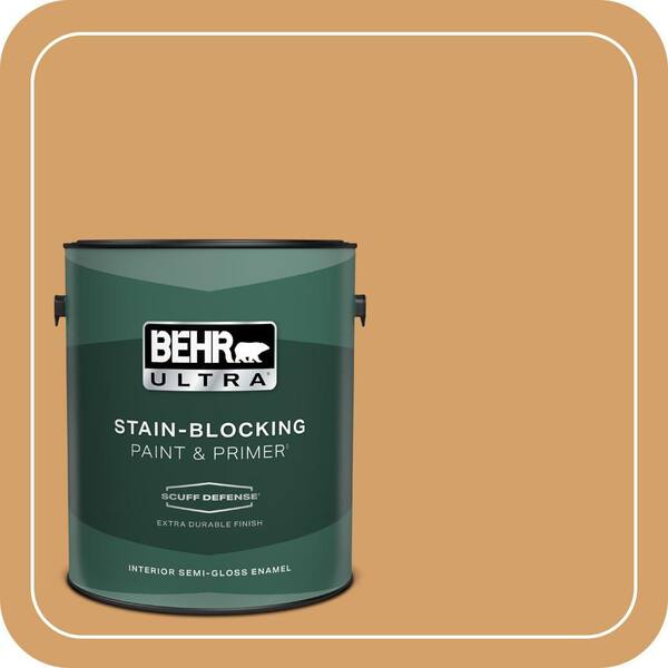 BEHR ULTRA 1 gal. #300D-5 Desert Caravan Extra Durable Semi-Gloss Enamel Interior Paint & Primer