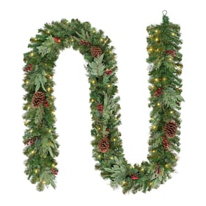 12 ft. Pre-Lit LED Woodmoore Artificial Christmas Garland