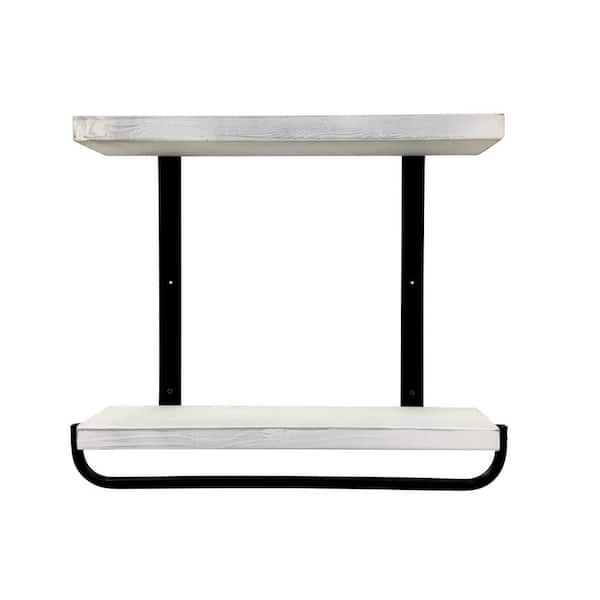 Unbranded Del Hutson Designs Duplex Jet 5.5 in. D x 24 in. W x 21 in. H White Decorative Wall Shelf With Towel Bar
