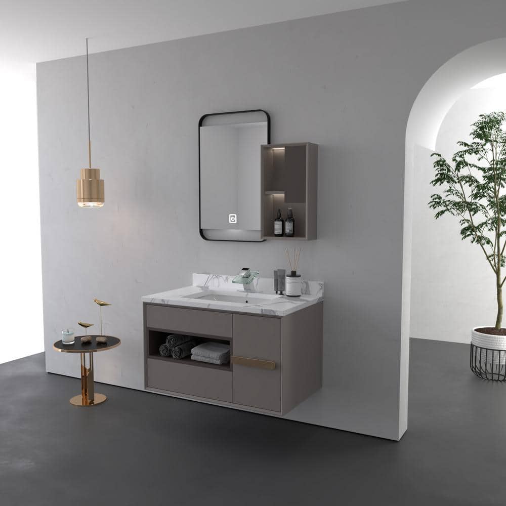Polished Chrome Glass Spout Single-Handle Low-Arc Bathroom Faucet