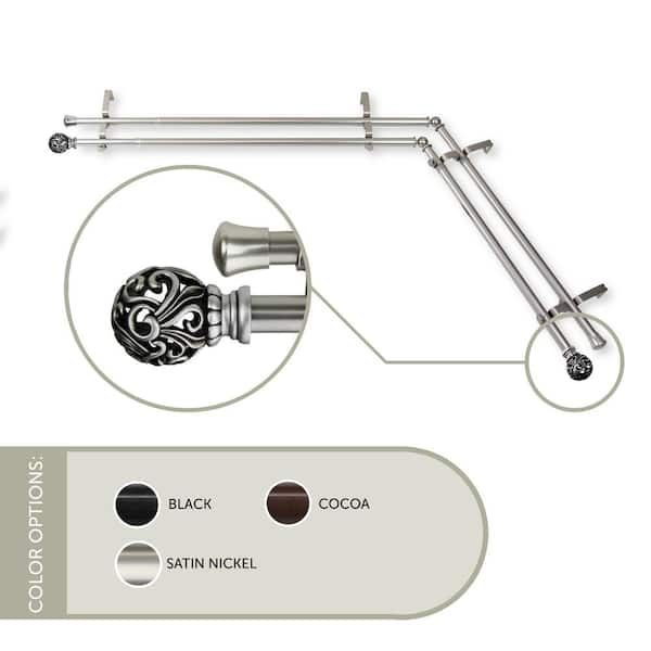 Rod Desyne Adora Corner Window 28 in. - 48 in., 13/16 in. Dia Double Curtain Rod in Satin Nickel