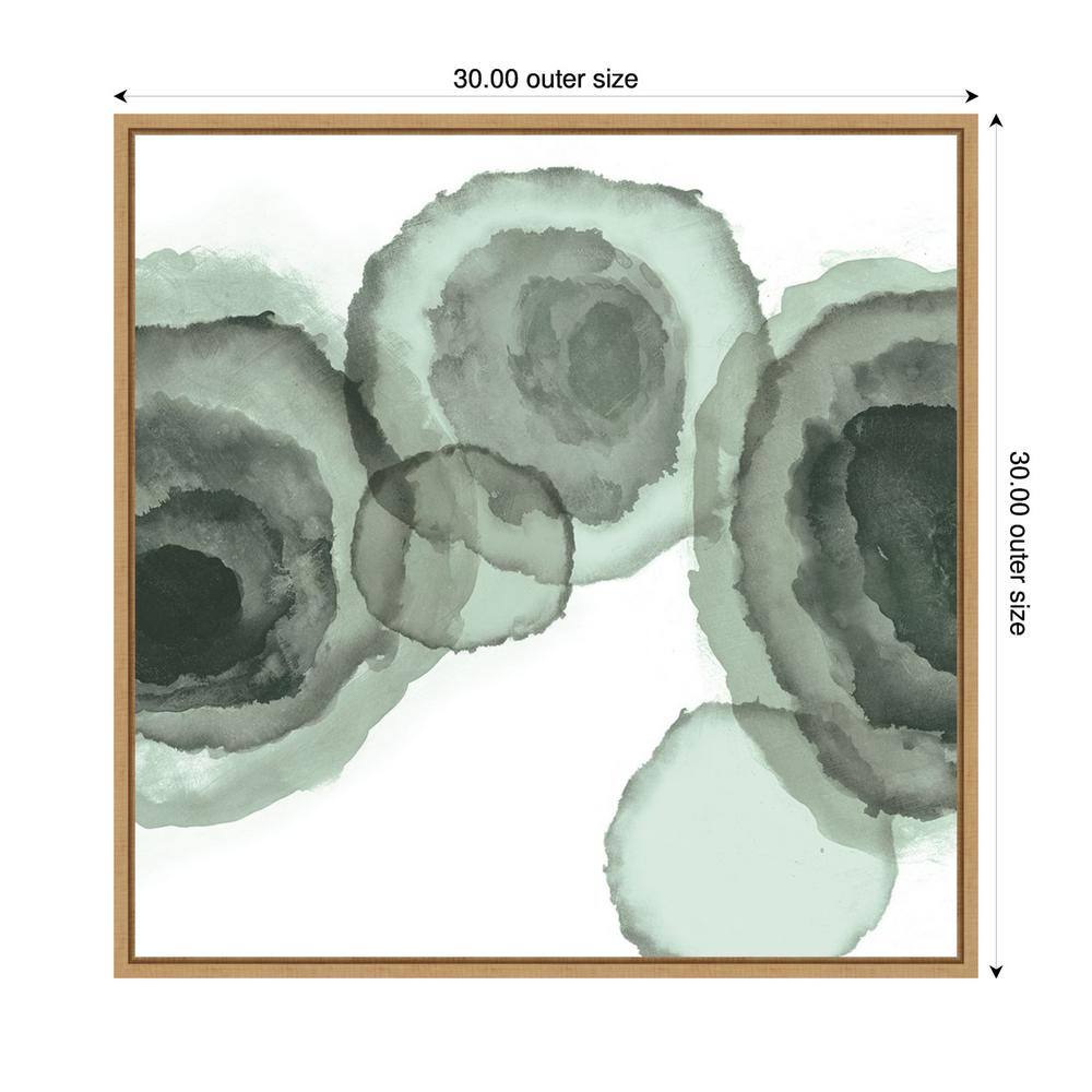 Ink Stains II Mint Abstract Canvas Art with Maple Frame