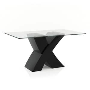 Audna 59 in. Rectangle Black Glass Dining Table (Seats 6)