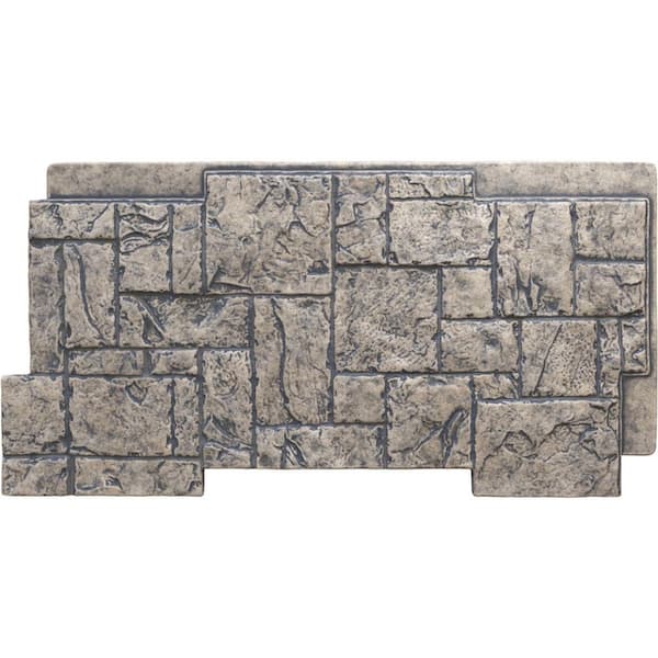 Ekena Millwork Castle Rock 49 in. x 1 1/4 in. Linen Graphite Stacked Stone, StoneWall Faux Stone Siding Panel