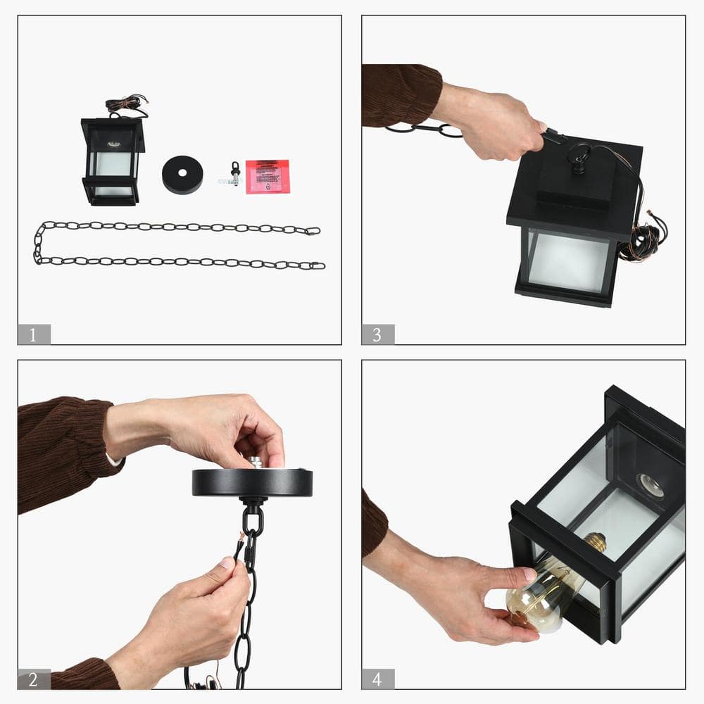 Matte Black Glass Mini Outdoor Pendant Light