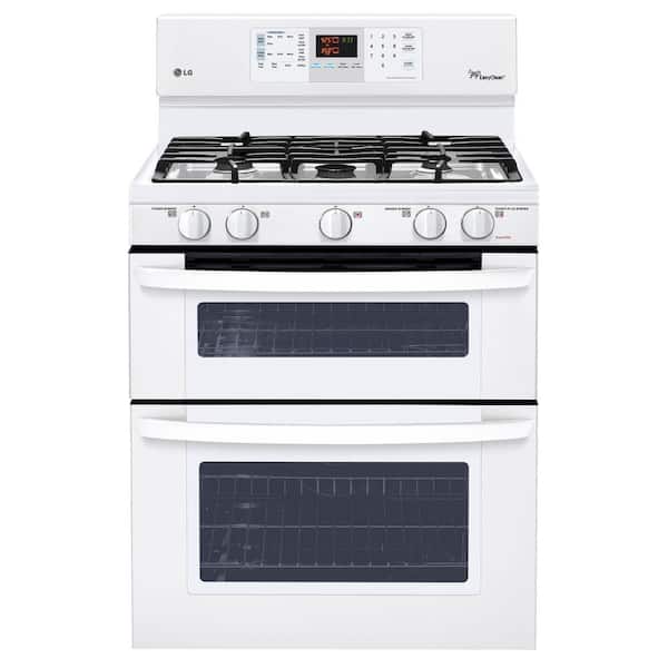 LG 6.1 cu. ft. Double Oven Gas Range with EasyClean Self-Cleaning Oven in Smooth White