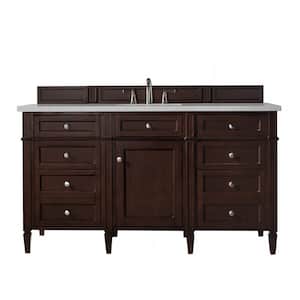 Brittany 60 in. W x 23.5 in. D x 34 in. H Bath Vanity in Burnished Mahogany with Eternal Serena Quartz Top