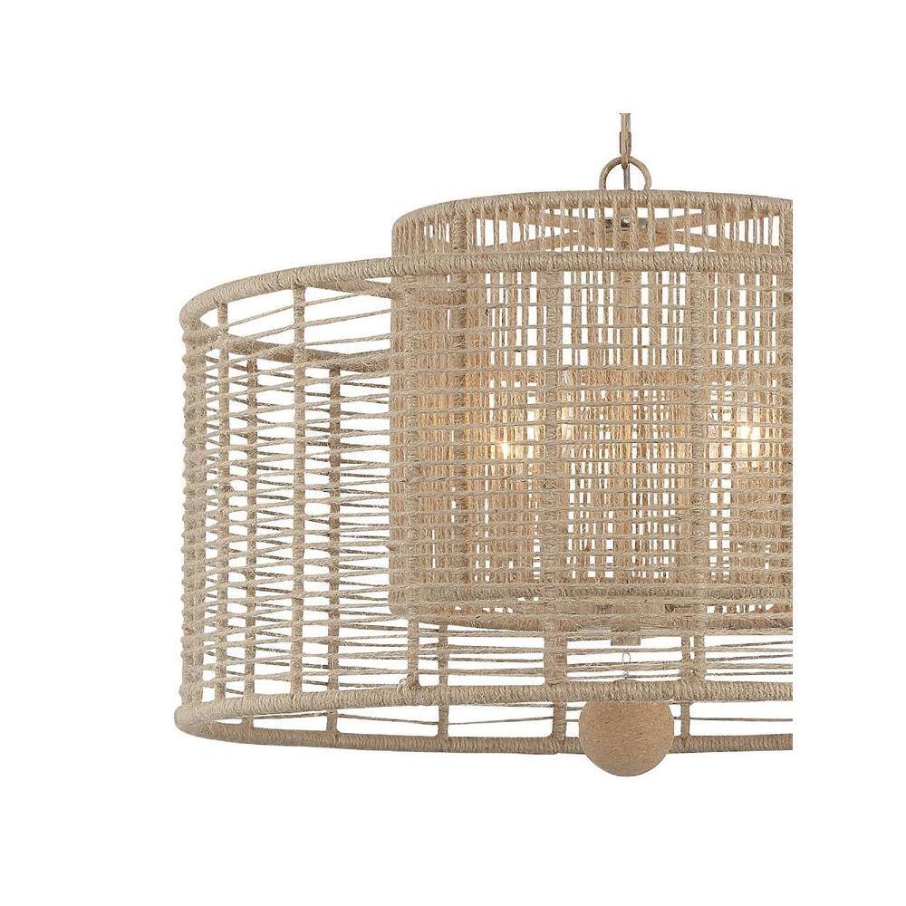 Jayna Burnished Silver 4-Light Drum Chandelier with Natural Jute