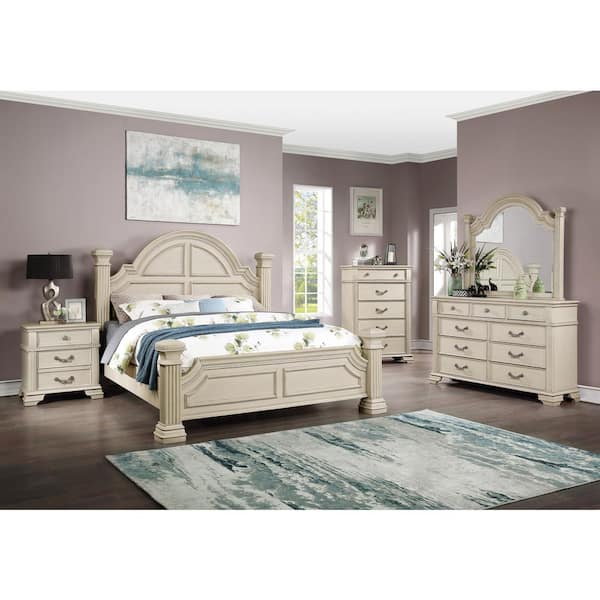 Erminia White King Panel Bed