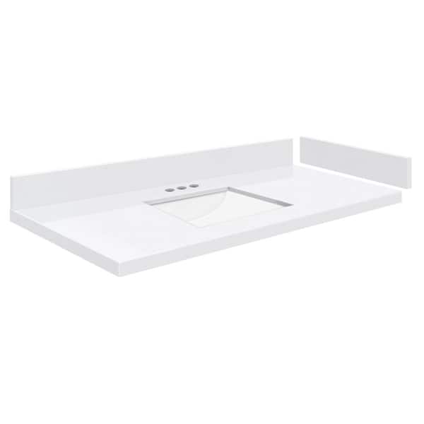 Transolid Silestone 43.5 in. W x 22.25 in. D Quartz White Rectangular Single Sink Vanity Top in Miami White