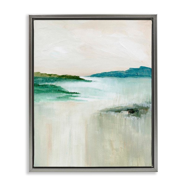 Stupell Industries Blue Tone Misty Landscape by Nikita Jariwala Gray Floater Frame Nature Graphic Art Print 31 in. x 25 in.