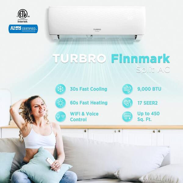 thumbnail image 2 of 9000 BTU Mini Split AC Heat Pump With WiFi - 23 SEER2 Energy Efficient For Rooms Up To 450 Sq Ft 2 of 11