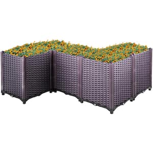 Plastic Raised Garden Bed 20.5 in. H Flower Box Kit Purple Raised Planter Boxes Set of 5 Raised Garden Planter