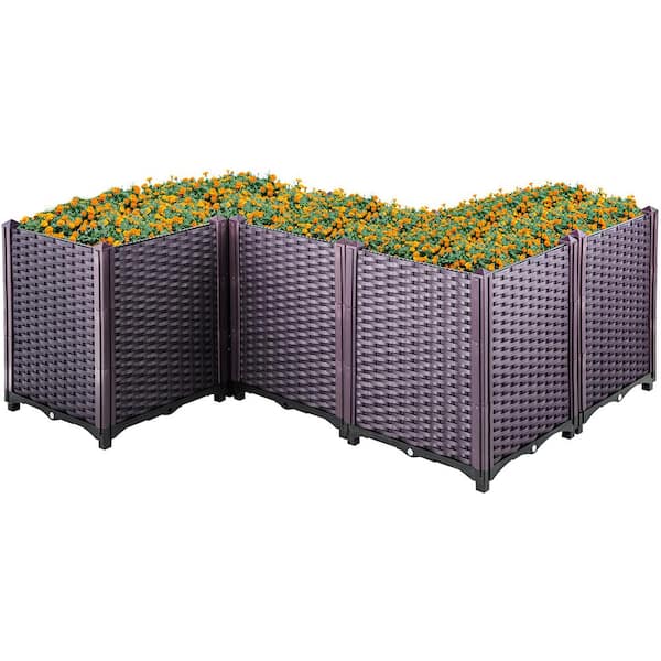 VEVOR Plastic Raised Garden Bed 20.5 in. H Flower Box Kit Purple Raised Planter Boxes Set of 5 Raised Garden Planter