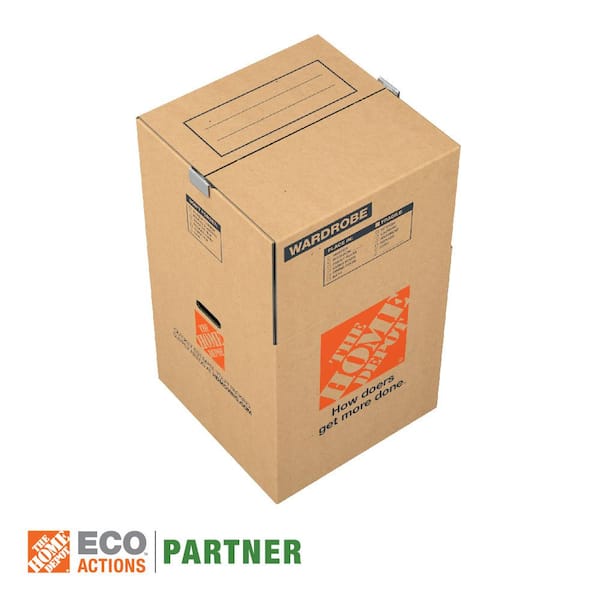 20 in. L x 20 in. W x 34 in. H Medium Wardrobe Moving Box with Metal Bar (3 Pack)
