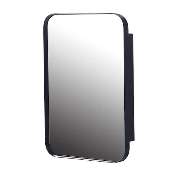 Tatahance 15.7 in. W x 23.6 in. H Rectangular Metal Black Medicine Cabinet with Mirror and Adjustable Shelves