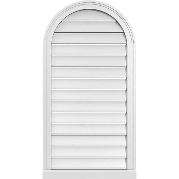 Ekena Millwork 22 in. x 42 in. Round Top Surface Mount PVC Gable Vent: Functional with Brickmould Sill Frame