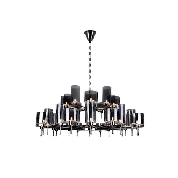 CWI Lighting Montoya 30 Light Up Chandelier With Pearl Black Finish