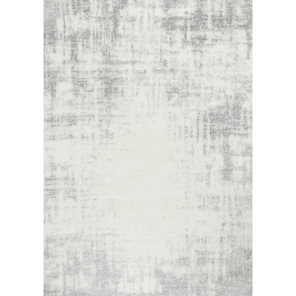 Pasargad Home Paris Shag Ivory/Grey 9 ft. x 12 ft. Abstract Area Rug