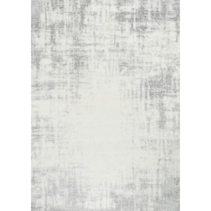 Paris Shag Ivory/Grey 5 ft. x 7 ft. Abstract Area Rug
