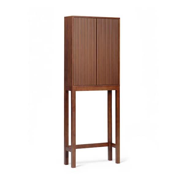 Tremolo 24 in. W x 68 in. H x 9 in. D Walnut Over the Toilet Storage with Adjustable Shelves and Push-Open Doors