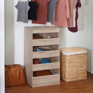 21.38 in. W Brown Freestanding Stackable 4-Drawer Wood Closet System Unit