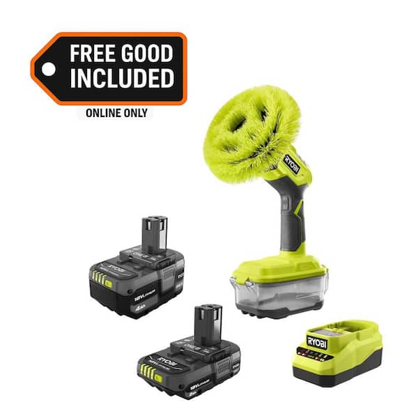 ONE+ 18V Lithium-Ion Kit with 2.0 Ah and 4.0 Ah Batteries, Charger with ONE+ 18V Cordless Power Scrubber