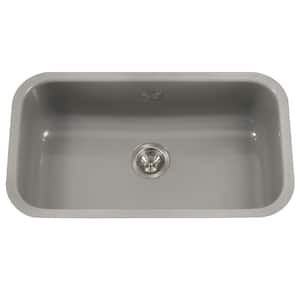 Houzer Porcela 31 in. Slate Porcelain Enamel Steel Undermount Single Bowl Kitchen Sink - PCG-3600 SL