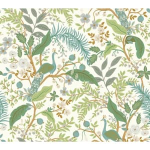 Peacock Garden White Peel and Stick Wallpaper