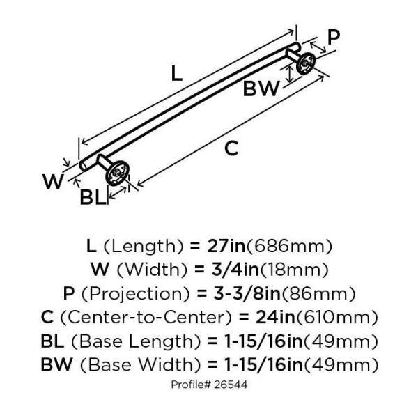 Polished Stainless Steel 24-Inch Wall Mounted Towel Bar