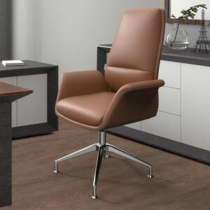 Summit Faux Leather Upholstered Ergonomic Office Chair in Acorn Brown with Nonadjustable Arms