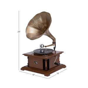 Copper Wood Functional Gramophone with Record