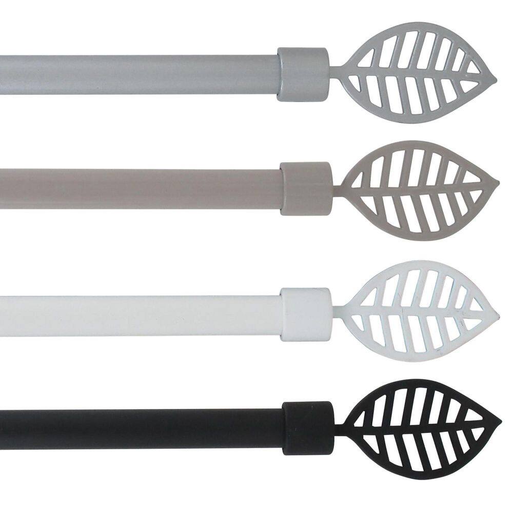 Taupe Adjustable Single Window Curtain Rod Set with Leaf Finials