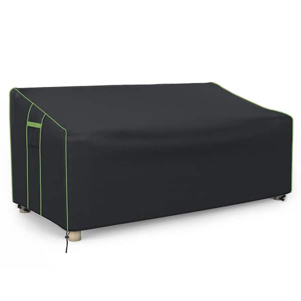 Unbranded Patio Sofa Cover 90.94 in. L x 42.91 in. W x 32.68 in. H Black All-Weather Bench Cover for Patio Furniture