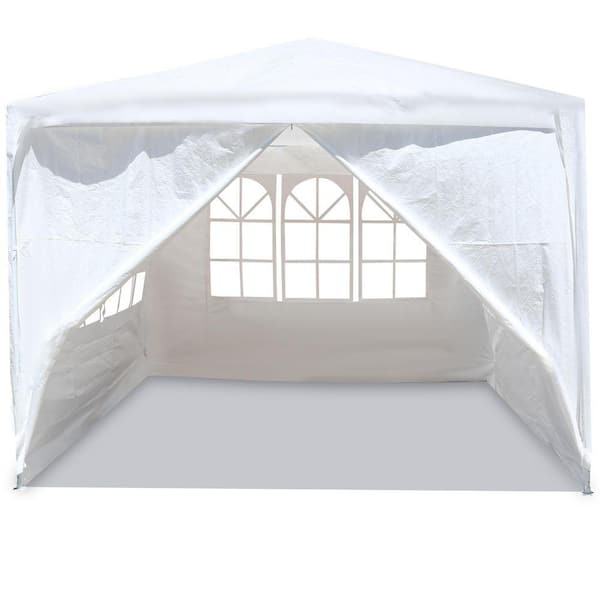 10 ft. x 10 ft. Party Tent Outdoor Heavy Duty Gazebo Wedding Canopy + 4 Removable Walls in White