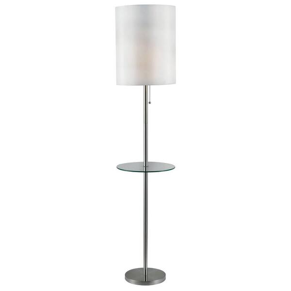 Kenroy Home Exhibit 65 in. Brushed Steel Floor Lamp with Table