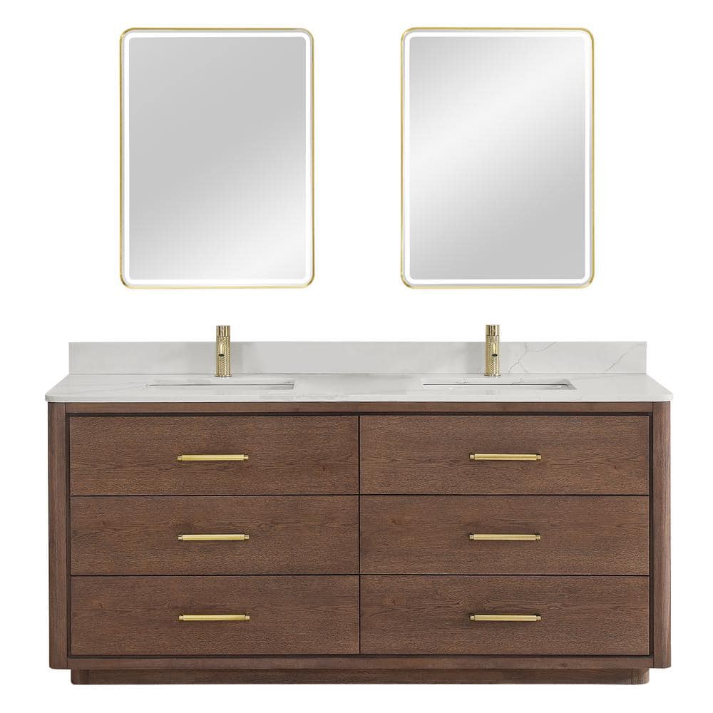 ROSWELL Porto 72 in. W x 22 in. D x 33.8 in. H Double Sink Bath Vanity ...