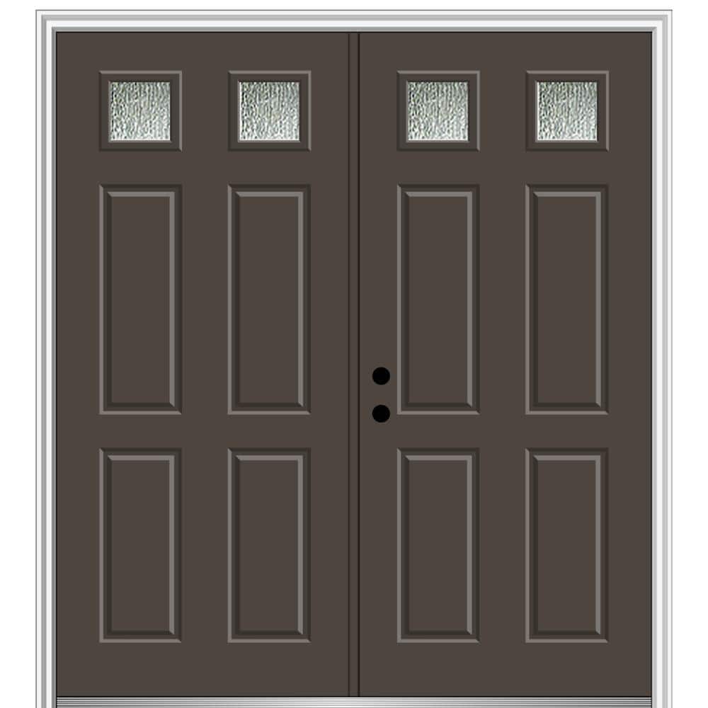 Rain Glass 72 in. x 80 in. Right-Hand Inswing Painted Brown Fiberglass Prehung Front Door on 4-9/16 in. Frame price history on PriceWatchPro