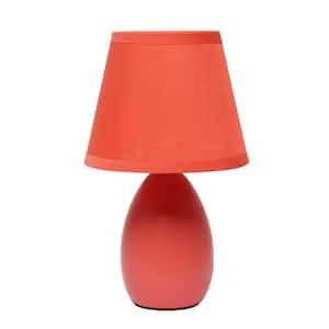 9.45 in. Orange Oval Egg Ceramic Mini Table Lamp